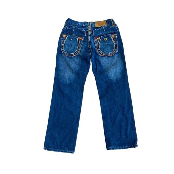 True Religion Mens Distressed Straight-Leg Denim Jeans Size 34